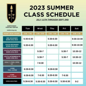 NWFC 2023 Summer Class Schedule